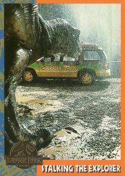 1993 Topps Jurassic Park Gold #34 Stalking the Explorer Front