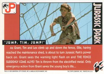 1993 Topps Jurassic Park Gold #52 Jump, Tim, Jump! Back