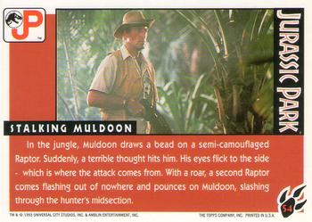 1993 Topps Jurassic Park Gold #54 Stalking Muldoon Back