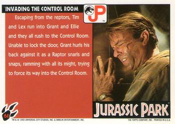 1993 Topps Jurassic Park Gold #61 Invading the Control Room Back