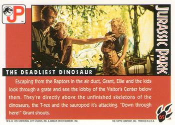 1993 Topps Jurassic Park Gold #65 The Deadliest Dinosaur Back