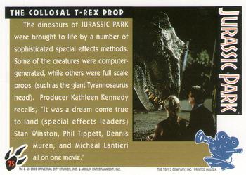 1993 Topps Jurassic Park Gold #75 The Collosal T-Rex Prop Back