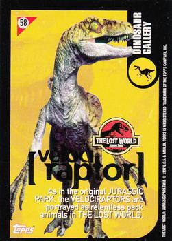 1997 Topps The Lost World: Jurassic Park #58 Velociraptor Back