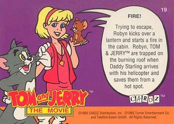 1993 Cardz Tom & Jerry #19 Fire! Back