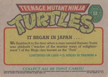 1989 Topps Teenage Mutant Ninja Turtles #12 It Began in Japan ... Back