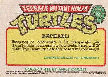 1989 Topps Teenage Mutant Ninja Turtles #22 Raphael! Back