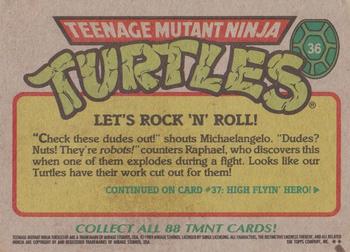 1989 Topps Teenage Mutant Ninja Turtles #36 Let's Rock 'n' Roll! Back