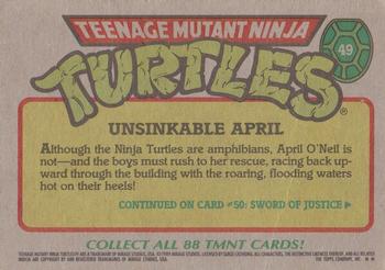 1989 Topps Teenage Mutant Ninja Turtles #49 Unsinkable April Back