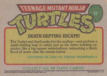1989 Topps Teenage Mutant Ninja Turtles #51 Death-Defying Escape! Back