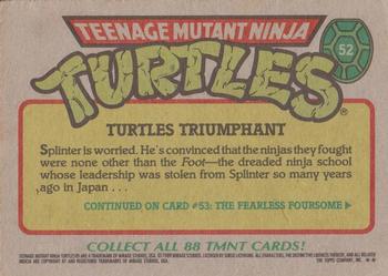 1989 Topps Teenage Mutant Ninja Turtles #52 Turtles Triumphant Back
