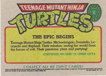 1989 Topps Teenage Mutant Ninja Turtles #1 The Epic Begins Back