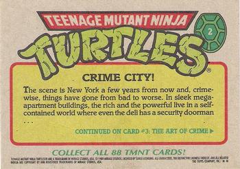 1989 Topps Teenage Mutant Ninja Turtles #2 Crime City! Back