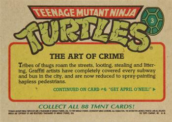 1989 Topps Teenage Mutant Ninja Turtles #3 The Art of Crime Back