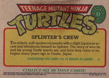1989 Topps Teenage Mutant Ninja Turtles #11 Splinter's Crew Back
