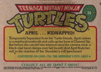 1989 Topps Teenage Mutant Ninja Turtles #34 April ... Kidnapped! Back