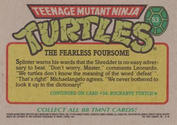 1989 Topps Teenage Mutant Ninja Turtles #53 The Fearless Foursome Back