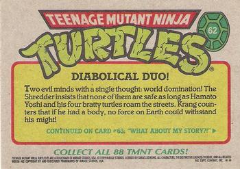 1989 Topps Teenage Mutant Ninja Turtles #62 Diabolical Duo! Back