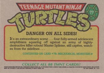 1989 Topps Teenage Mutant Ninja Turtles #77 Danger on All Sides! Back