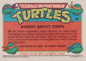 1989 Topps Teenage Mutant Ninja Turtles #98 Rabbit About Town Back