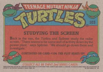 1989 Topps Teenage Mutant Ninja Turtles #103 Studying the Screen Back