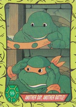 1989 Topps Teenage Mutant Ninja Turtles #55 Another Day, Another Battle! Front