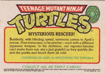 1989 Topps Teenage Mutant Ninja Turtles #5 Mysterious Rescuer! Back