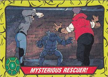1989 Topps Teenage Mutant Ninja Turtles #5 Mysterious Rescuer! Front