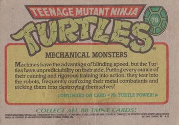 1989 Topps Teenage Mutant Ninja Turtles #78 Mechanical Monsters Back