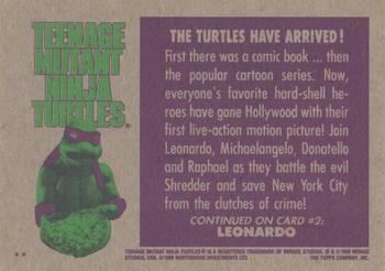1990 Topps Teenage Mutant Ninja Turtles: The Movie #1 Title Card Back