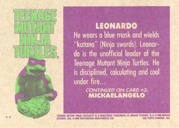 1990 Topps Teenage Mutant Ninja Turtles: The Movie #2 Leonardo Back