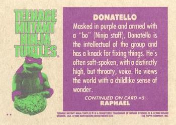 1990 Topps Teenage Mutant Ninja Turtles: The Movie #4 Donatello Back