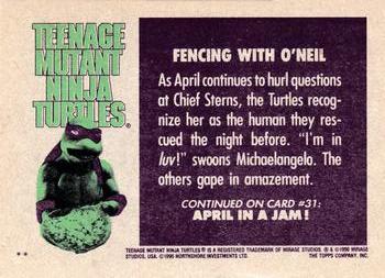 1990 Topps Teenage Mutant Ninja Turtles: The Movie #30 Fencing with O'Neil Back