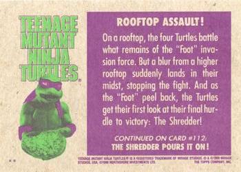 1990 Topps Teenage Mutant Ninja Turtles: The Movie #111 Rooftop Assault! Back