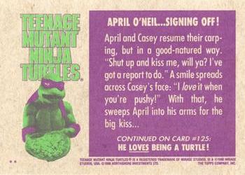1990 Topps Teenage Mutant Ninja Turtles: The Movie #124 April O'Neil ... Signing Off! Back