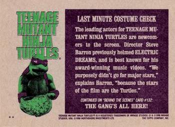 1990 Topps Teenage Mutant Ninja Turtles: The Movie #131 Last Minute Costume Check Back
