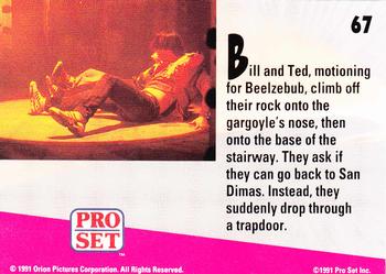 1991 Pro Set Bill & Ted's Most Atypical Movie Cards #67 Bill and Ted, motioning for Beelzebub, climb off their rock Back
