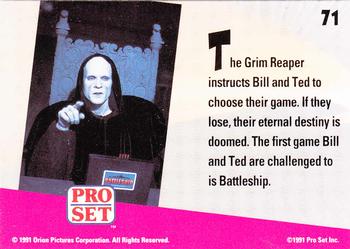 1991 Pro Set Bill & Ted's Most Atypical Movie Cards #71 The Grim Reaper instructs Bill and Ted to choose their game Back