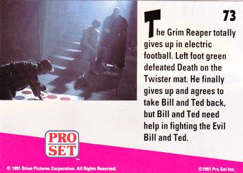 1991 Pro Set Bill & Ted's Most Atypical Movie Cards #73 The Grim Reaper totally gives up in electric football Back
