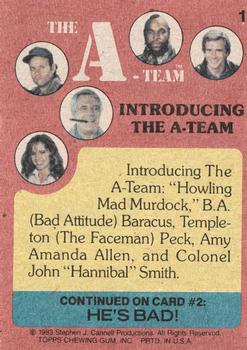 1983 Topps The A-Team #1 Introducing the A-Team Back