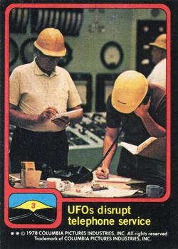 1978 Topps Close Encounters of the Third Kind #3 UFO's disrupt telephone service Front