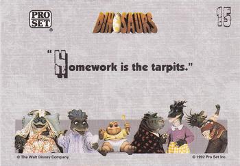 1992 Pro Set Dinosaurs #15 Homework is the tarpits. Back