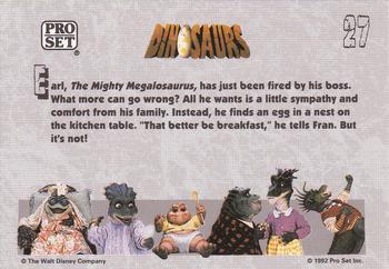 1992 Pro Set Dinosaurs #27 The Mighty Megalosaurus (Earl) Back