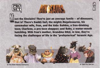 1992 Pro Set Dinosaurs #2 Meet the Sinclairs! Back