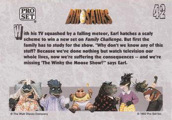 1992 Pro Set Dinosaurs #42 Family Challenge (Earl & Baby) Back