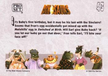 1992 Pro Set Dinosaurs #43 Switched At Birth (Fran & Baby) Back