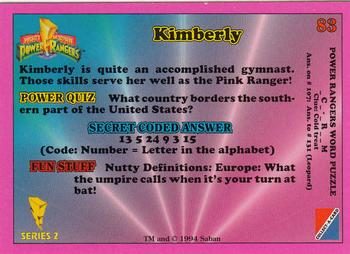 1994 Collect-A-Card Mighty Morphin Power Rangers (Hobby) #83 Kimberly Back