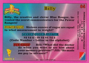 1994 Collect-A-Card Mighty Morphin Power Rangers (Hobby) #84 Billy Back