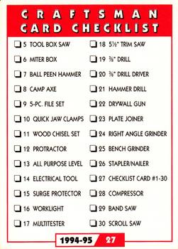 1994-95 Craftsman #27 Checklist #1 Back
