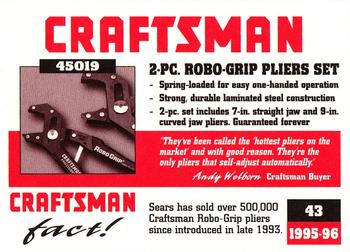 1995-96 Craftsman #43 Robo Grip Pliers Back