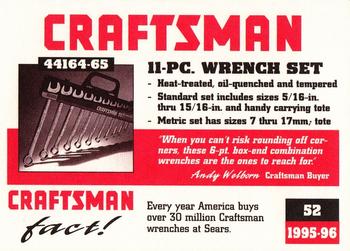 1995-96 Craftsman #52 6 point Wrenches Back